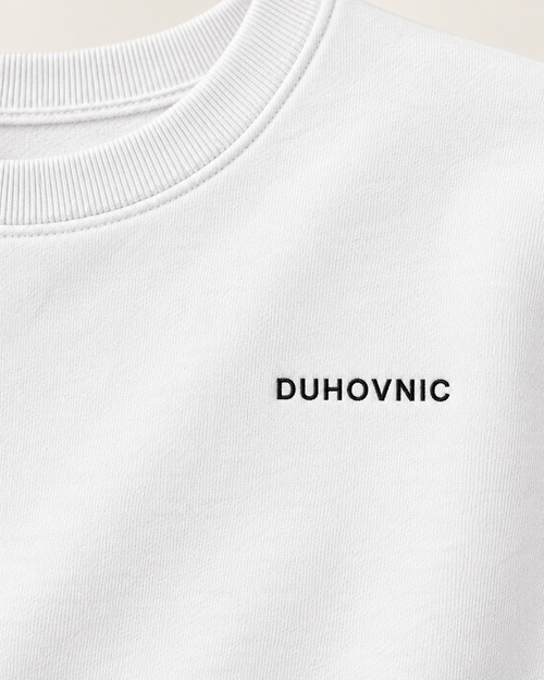 Bluză Duhovnic albă cu inscripție brodată – bumbac organic