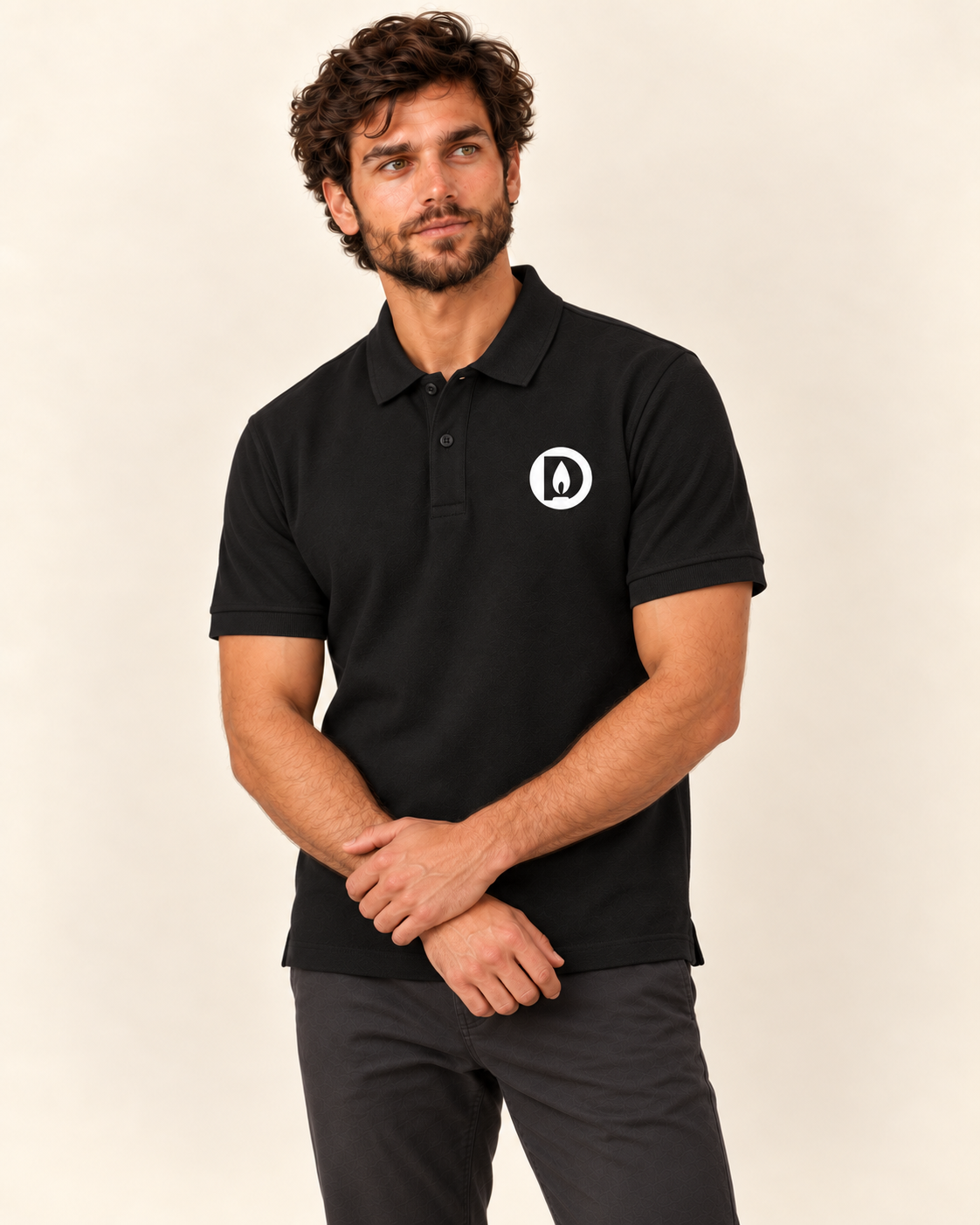 Tricou polo Duhovnic negru – bumbac organic